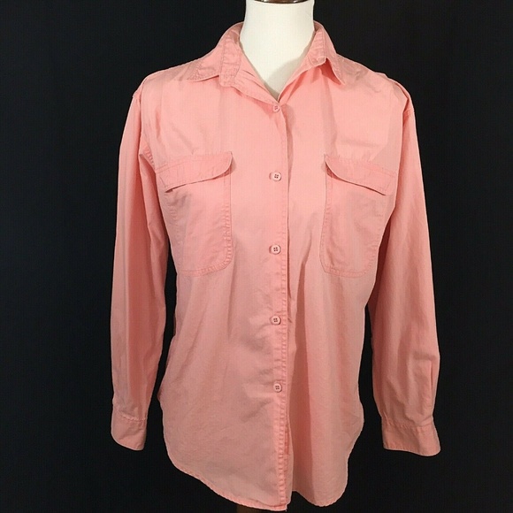 Woolrich Button Front Shirt Blouse Flap Pockets Size Small Pink - Picture 2 of 6